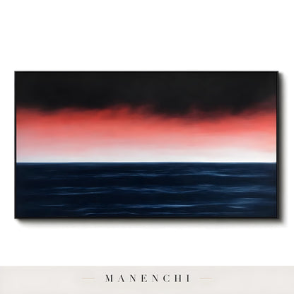 Obsidian Crimson Horizon - original hand-painted abstract painting by Manenchi