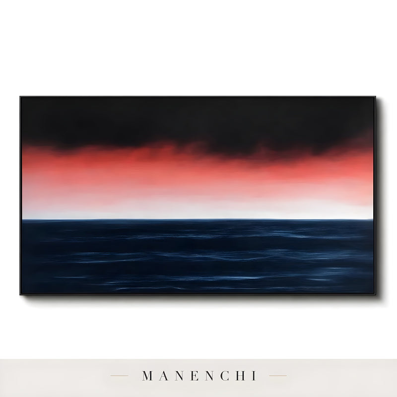 Obsidian Crimson Horizon - original hand-painted abstract painting by Manenchi
