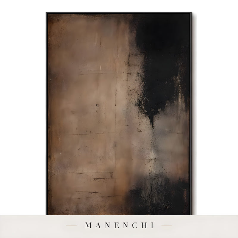 Obsidian Umber Depth - original hand-painted abstract painting by Manenchi