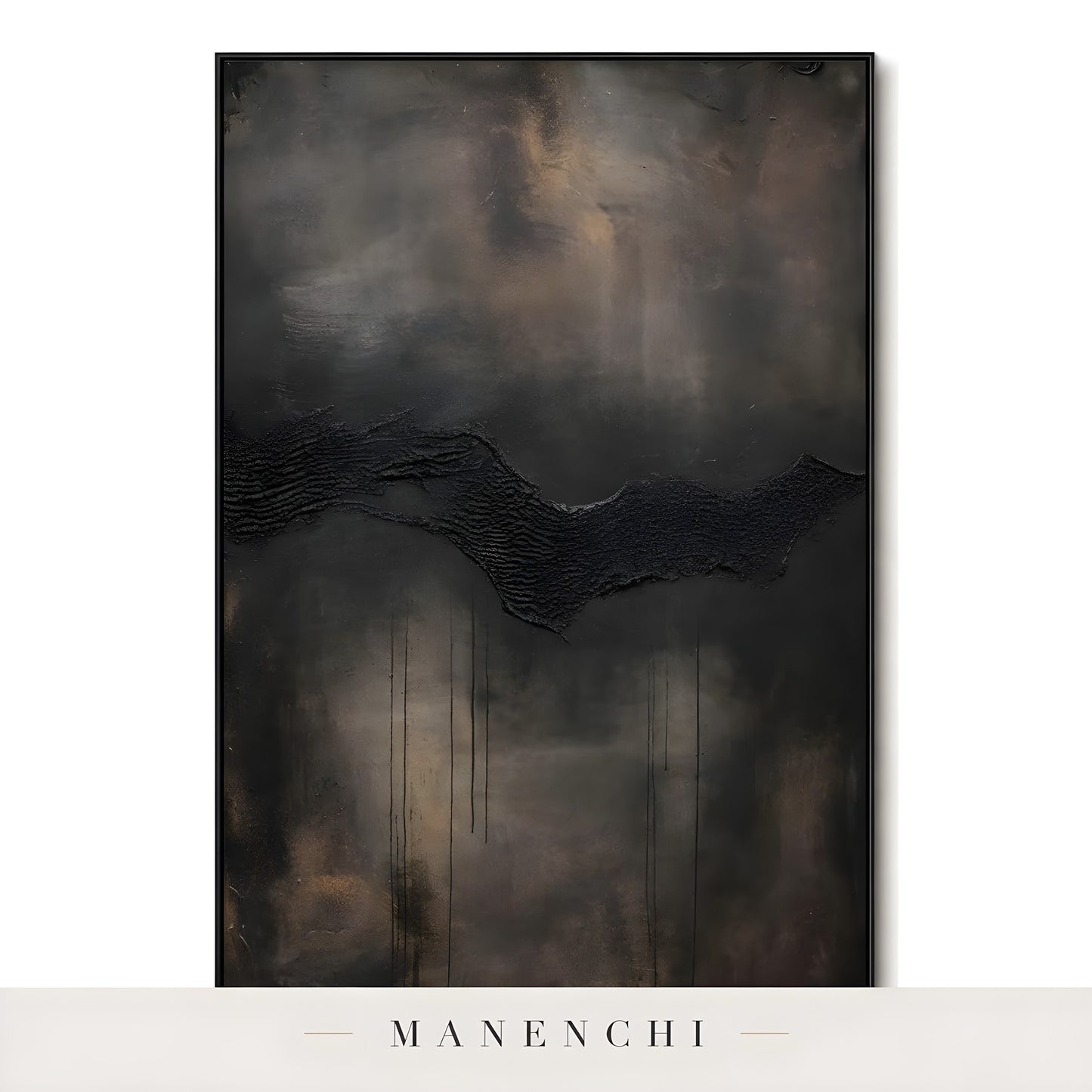 Obsidian Umber Horizon - original hand-painted abstract painting by Manenchi
