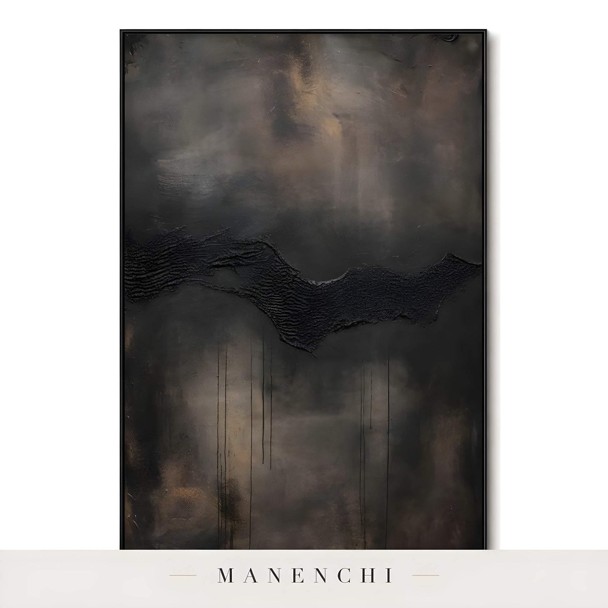 Obsidian Umber Horizon - original hand-painted abstract painting by Manenchi