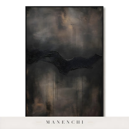 Obsidian Umber Horizon - original hand-painted abstract painting by Manenchi