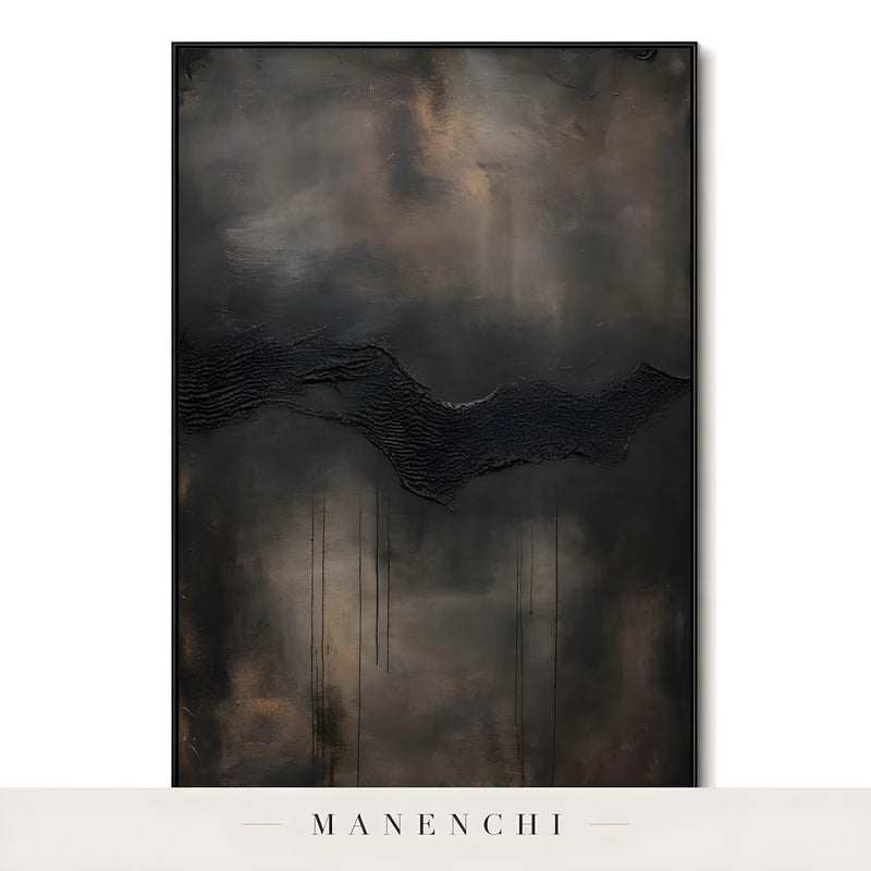 Obsidian Umber Horizon - original hand-painted abstract painting by Manenchi
