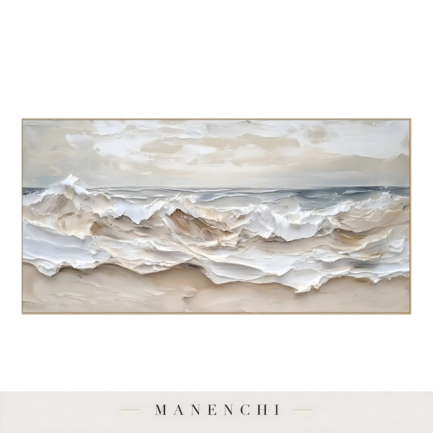 Oceanic Strata abstract painting displayed in isolated framed painting