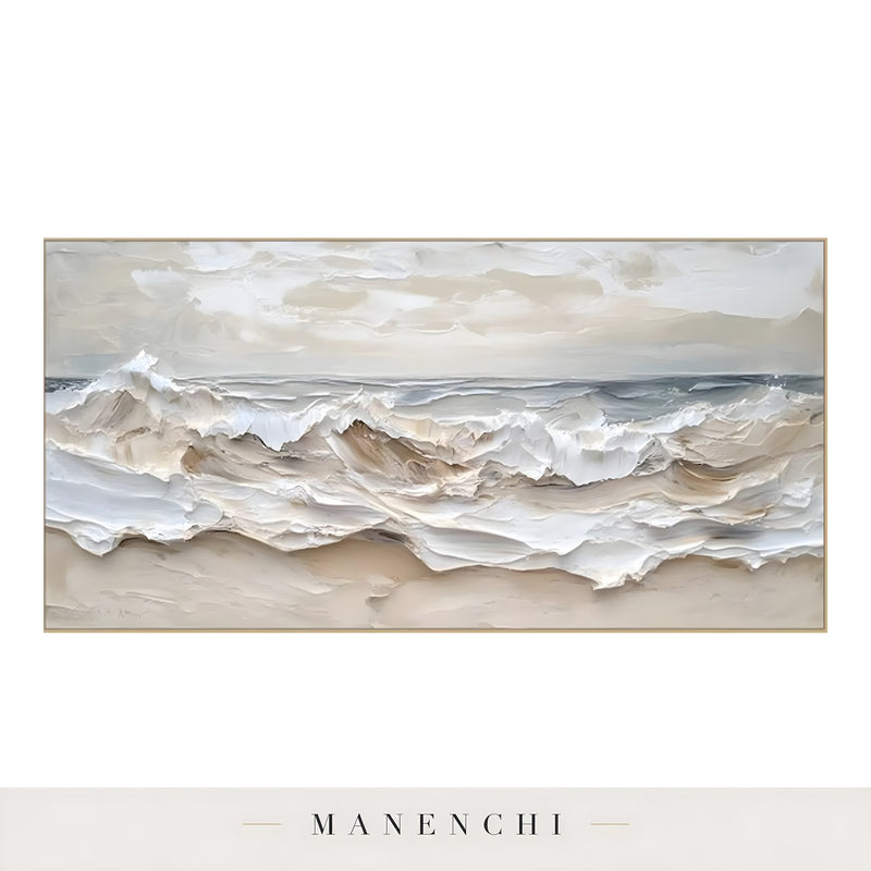 Oceanic Strata abstract painting displayed in isolated framed painting