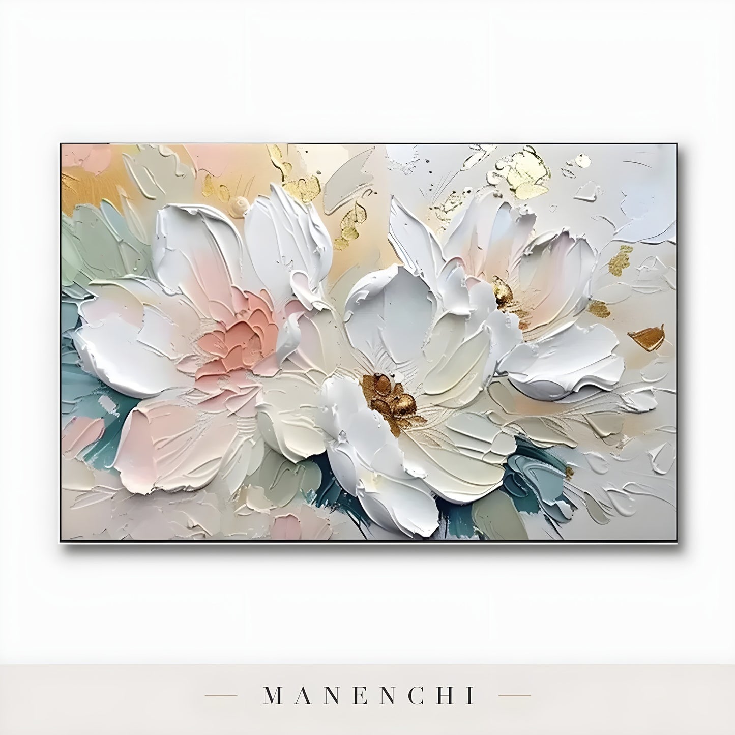 Opulent Floral Radiance - original hand-painted abstract painting by Manenchi
