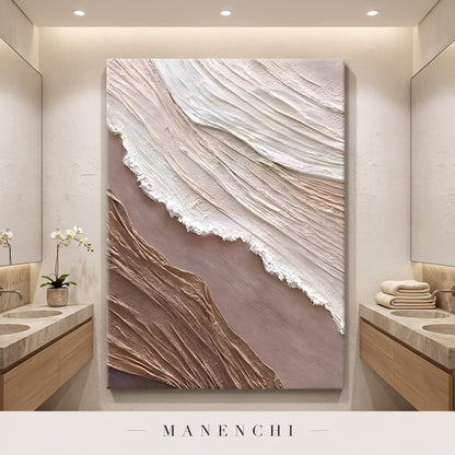 Organic Flow abstract painting displayed in bathroom