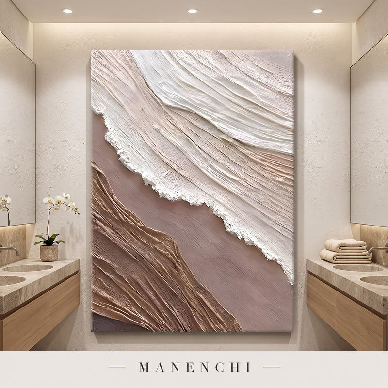 Organic Flow abstract painting displayed in bathroom