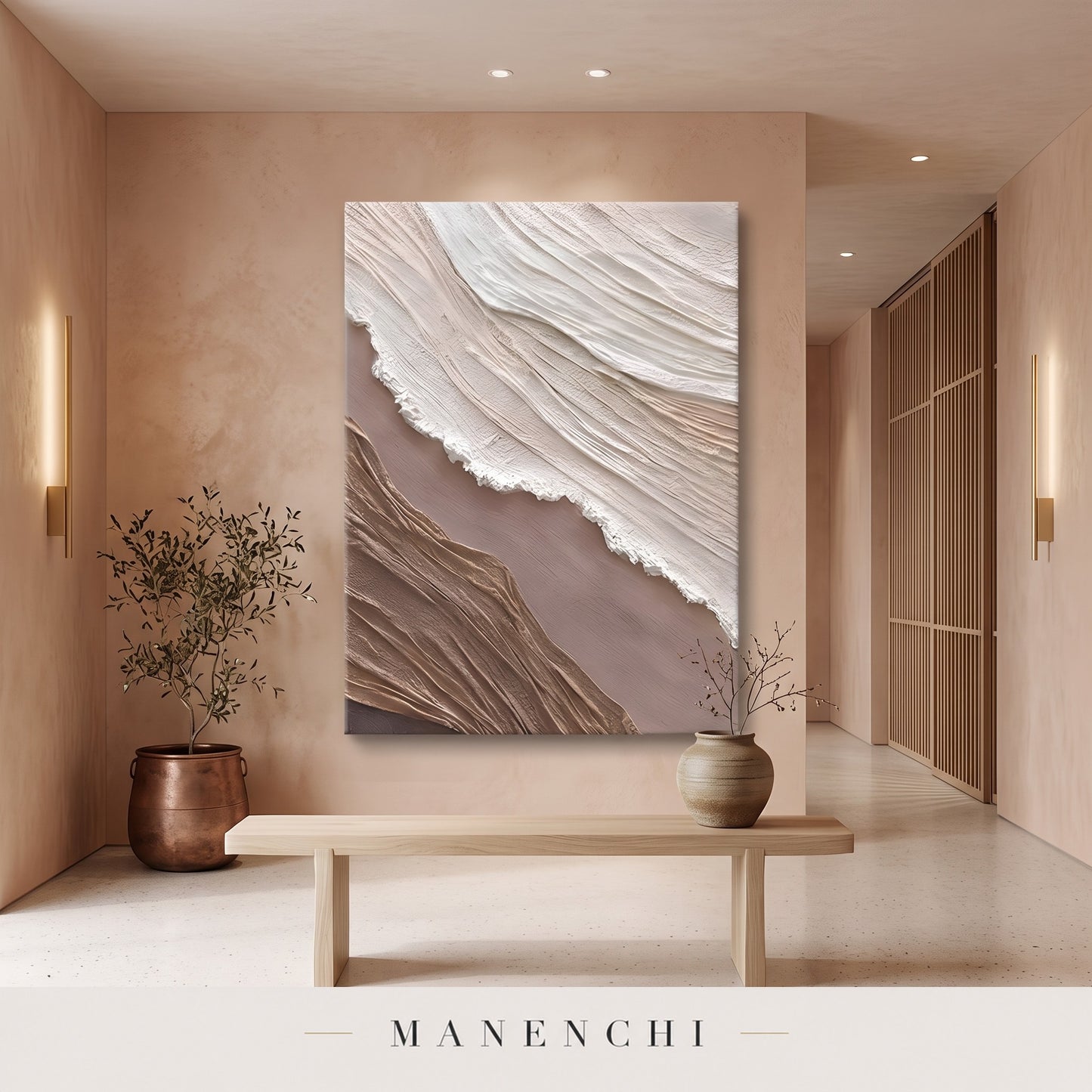 Organic Flow abstract painting displayed in a hallway