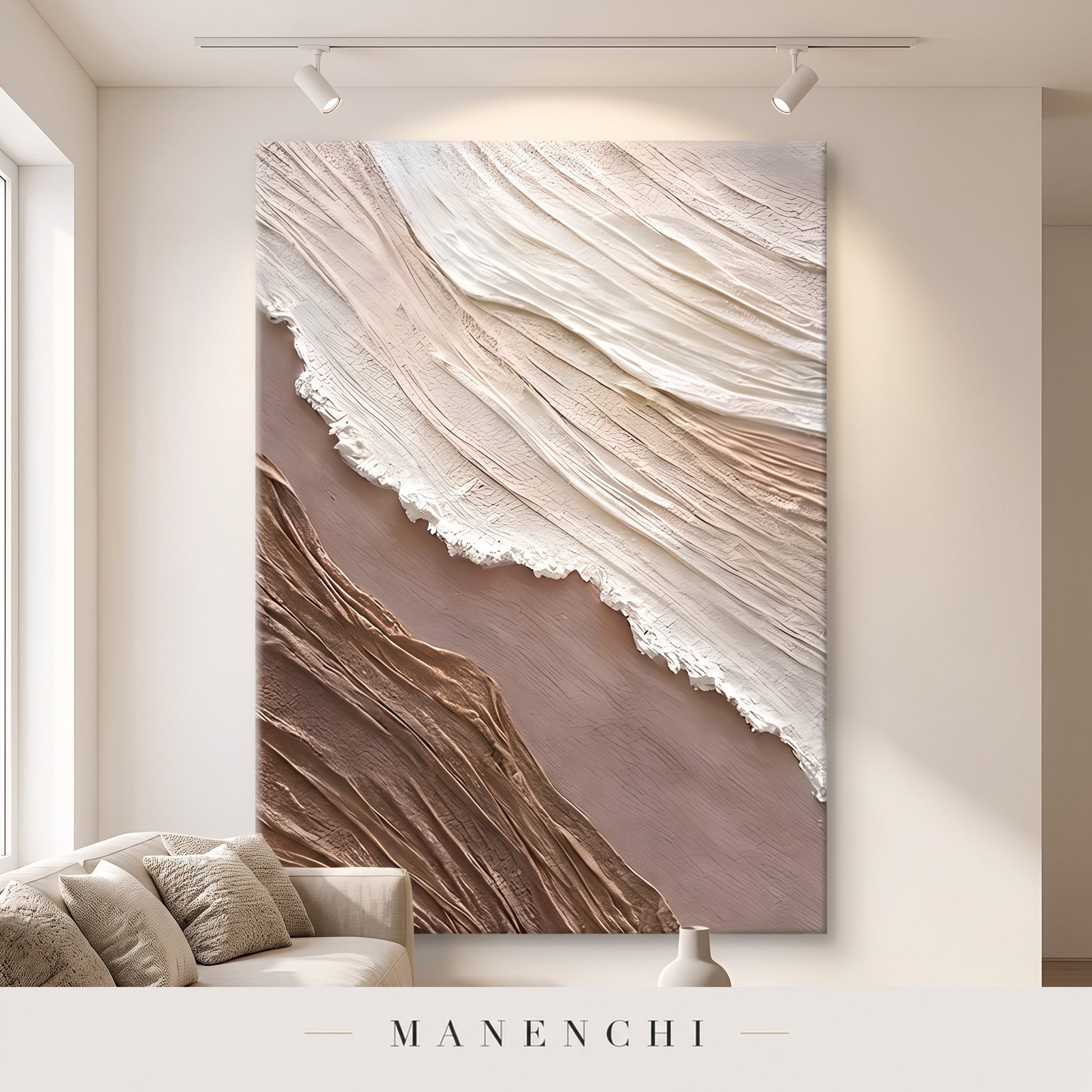 Organic Flow abstract painting displayed in a modern living room