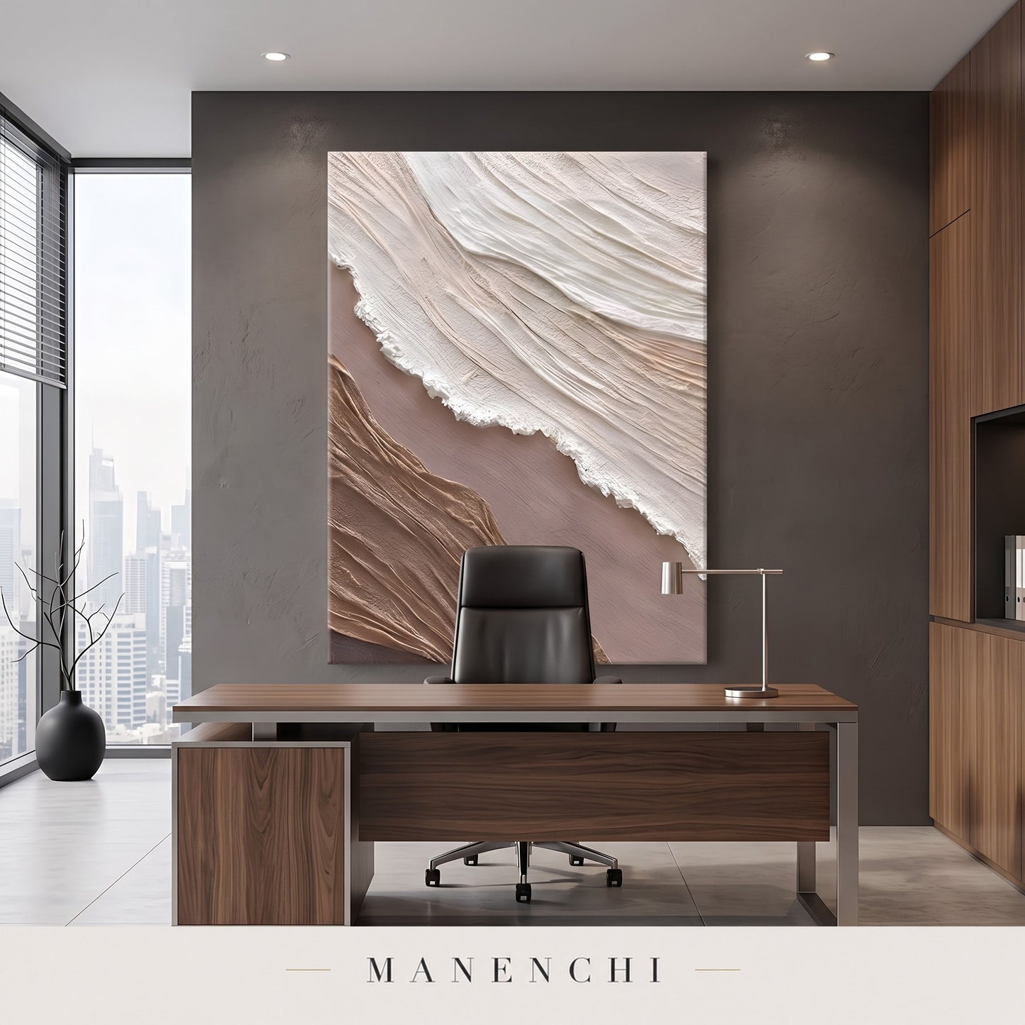 Organic Flow abstract painting displayed in a study