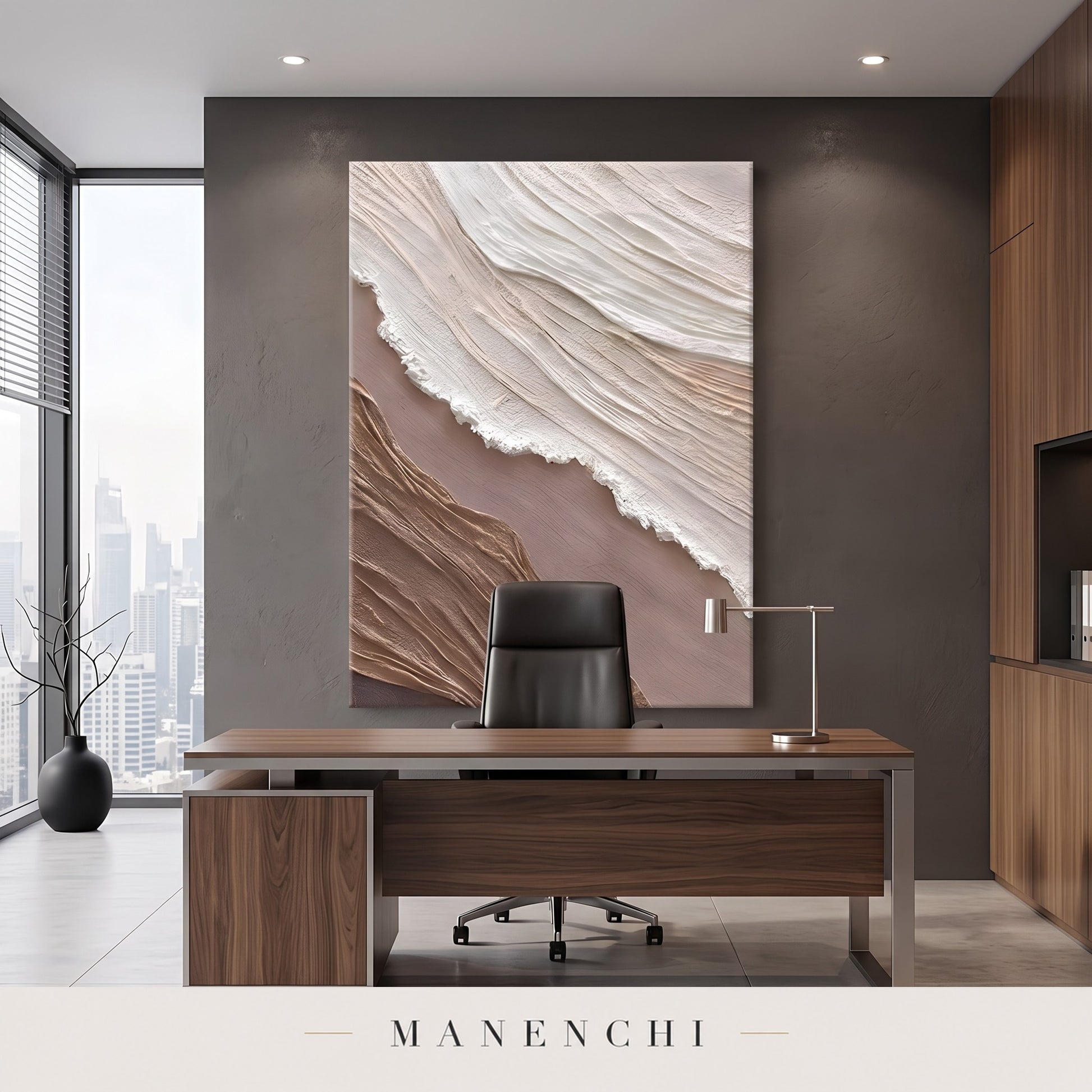 Organic Flow abstract painting displayed in a study