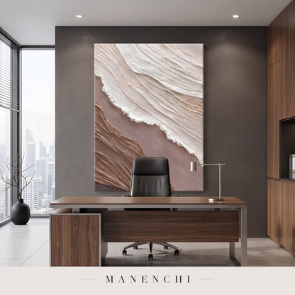 Organic Flow abstract painting displayed in a study