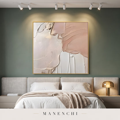 Organic Grace abstract painting displayed in a modern bedroom