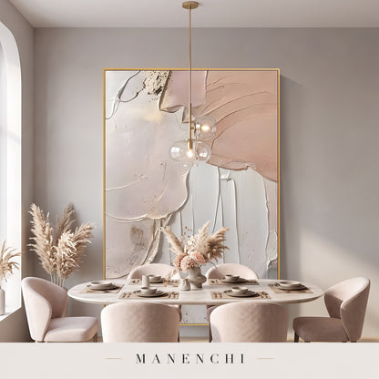 Organic Grace abstract painting displayed in a dining room