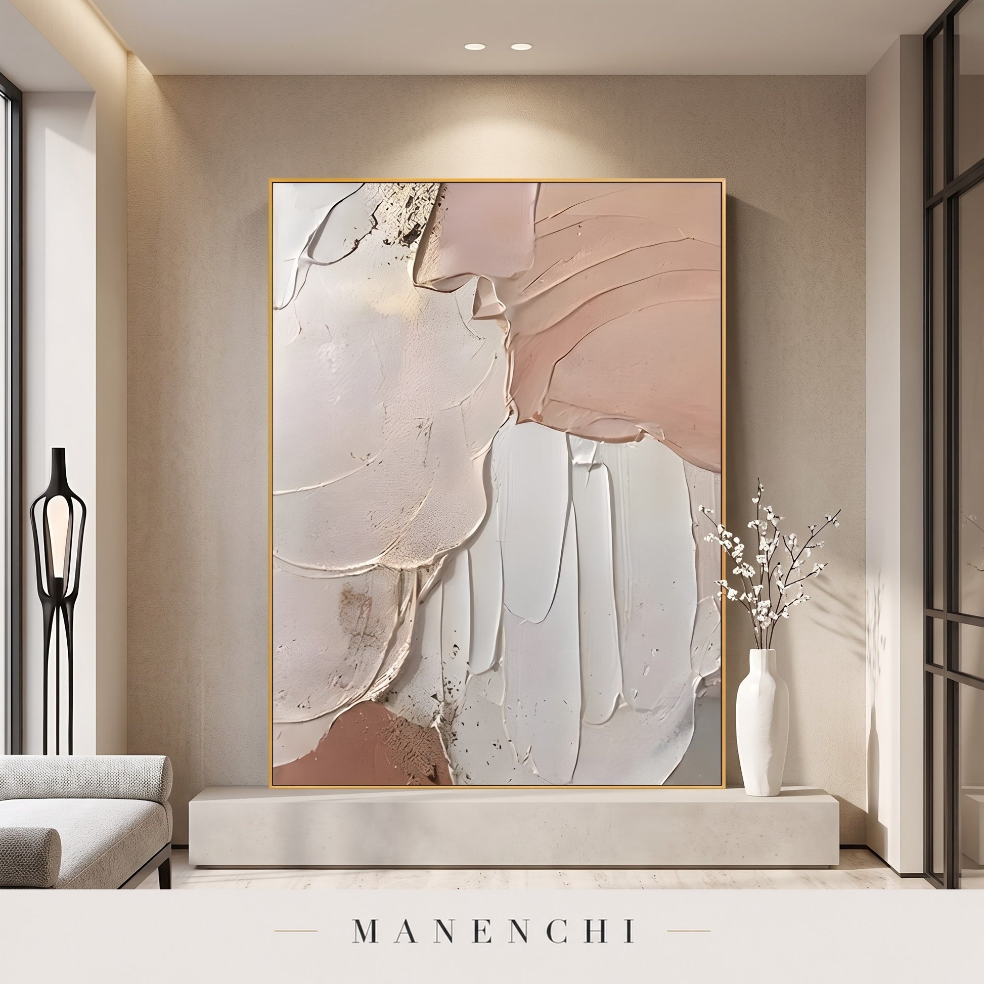 Organic Grace abstract painting displayed in an entryway