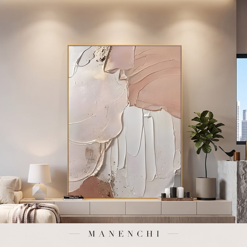 Organic Grace abstract painting displayed in a modern living room