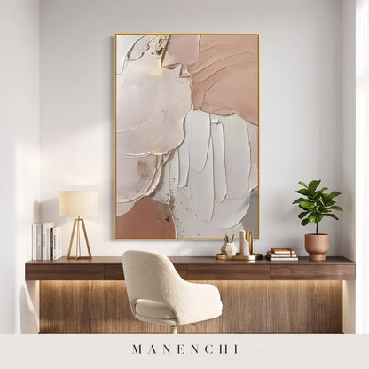 Organic Grace abstract painting displayed in a study