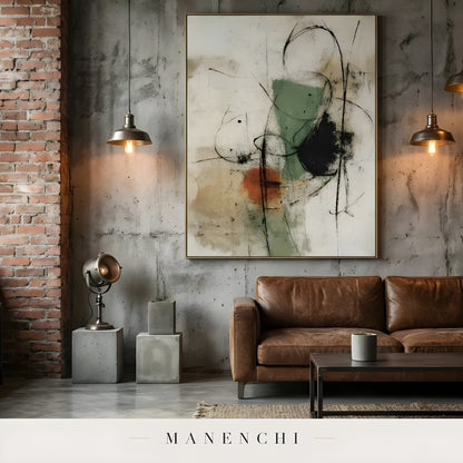 Organic Linear Abstraction abstract painting displayed in industrial living room art