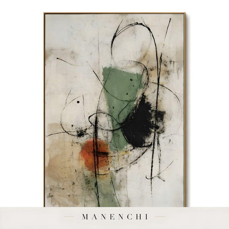 Organic Linear Abstraction - original hand-painted abstract painting by Manenchi