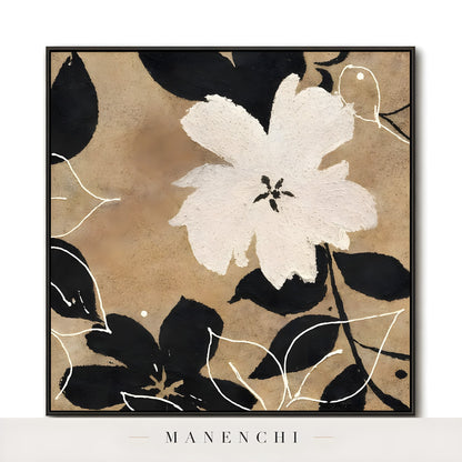 Organic Sepia Flora - original hand-painted abstract painting by Manenchi