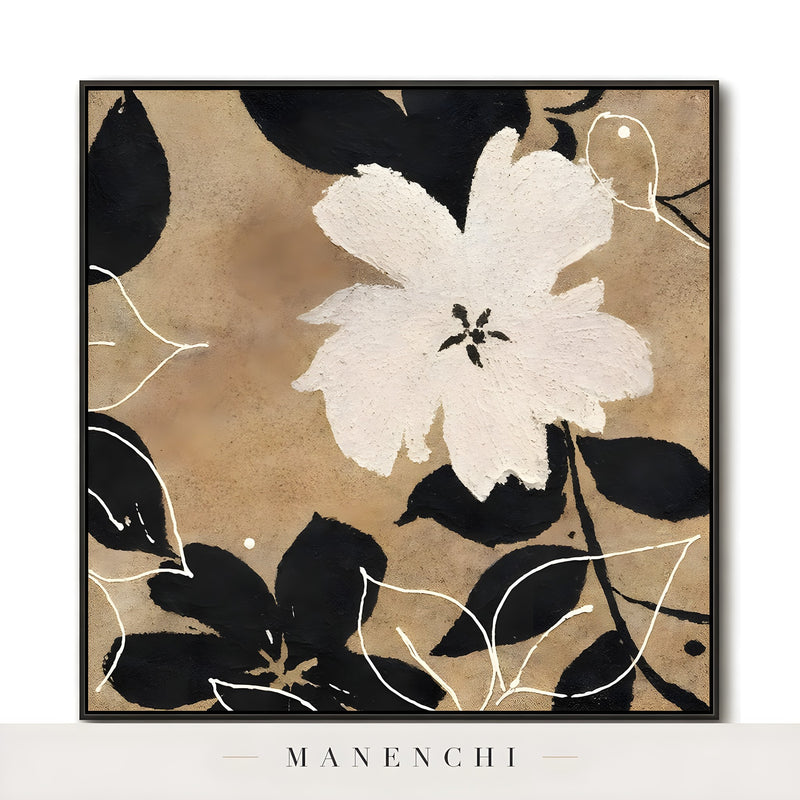 Organic Sepia Flora - original hand-painted abstract painting by Manenchi