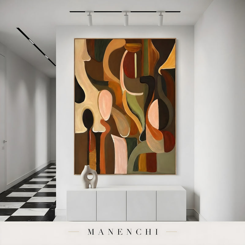 Organic Tonal Abstraction abstract painting displayed in hallway interior painting