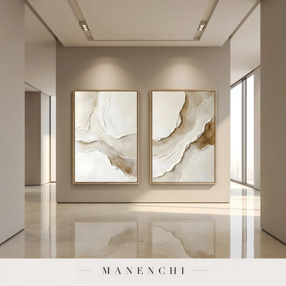 Organic Tonal Diptych - original hand-painted abstract painting by Manenchi