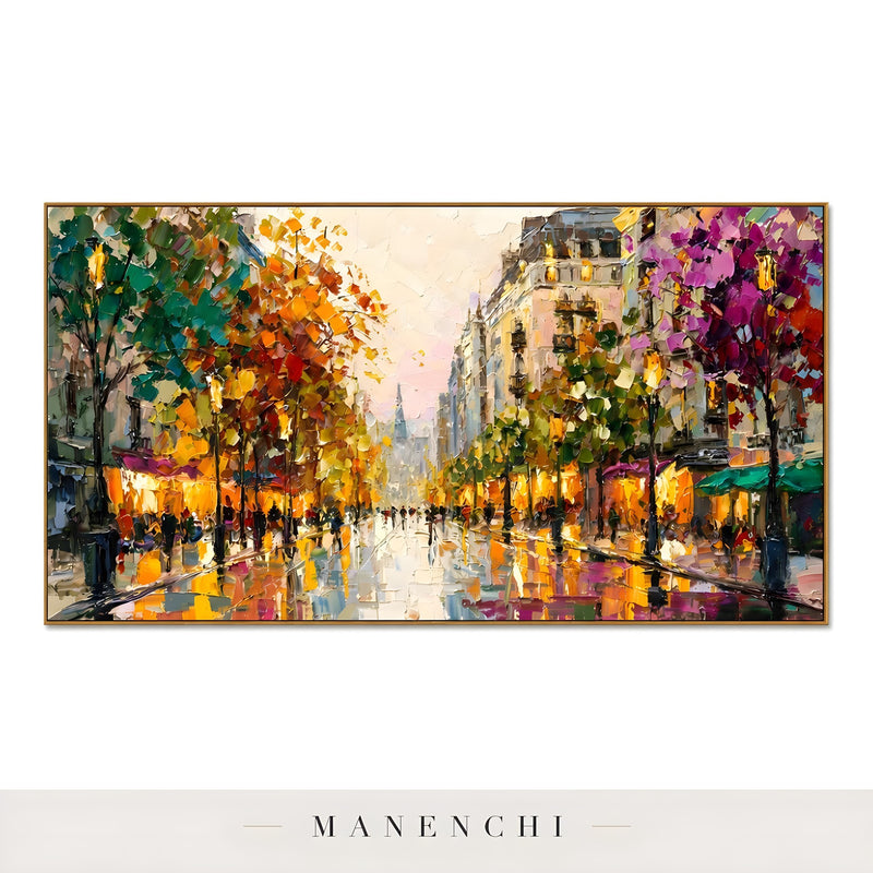 Parisian Autumn Reverie - original hand-painted abstract painting by Manenchi