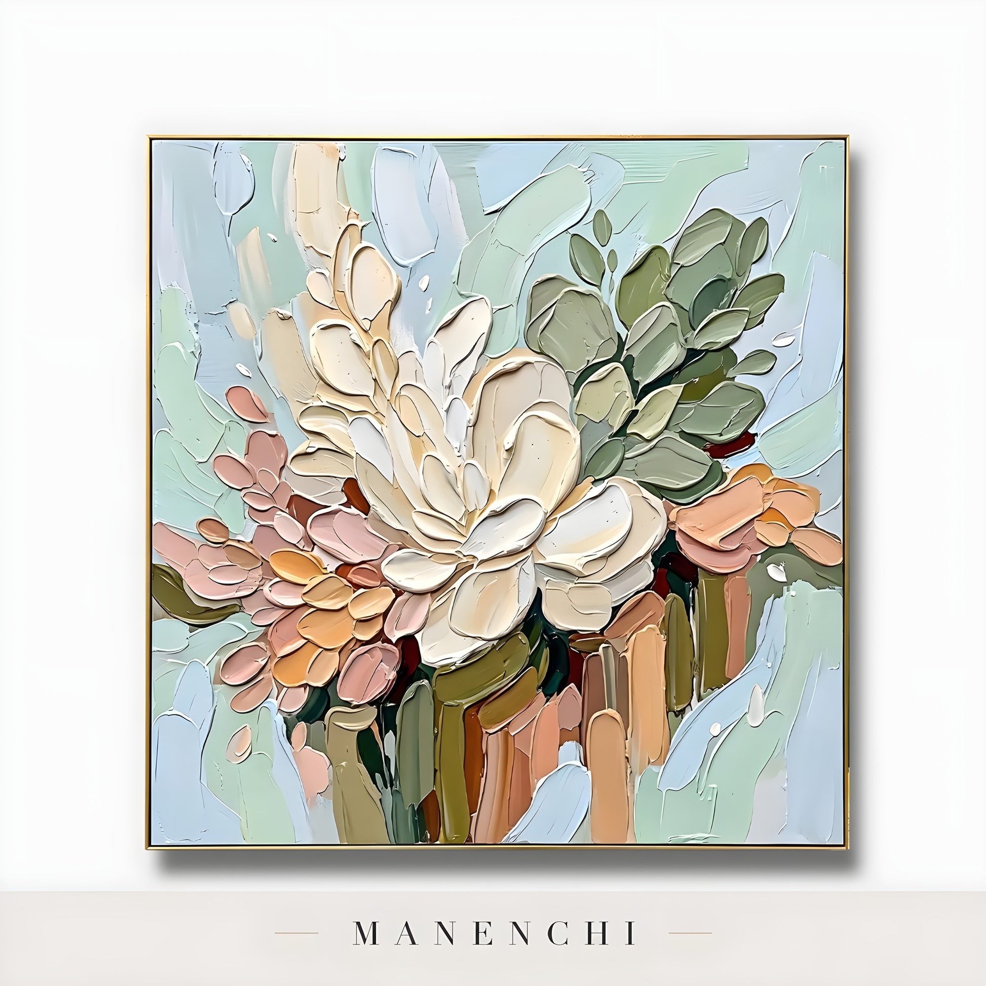 Pastel Botanica Sculpt - original hand-painted abstract painting by Manenchi
