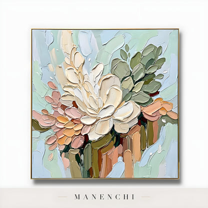 Pastel Botanica Sculpt - original hand-painted abstract painting by Manenchi