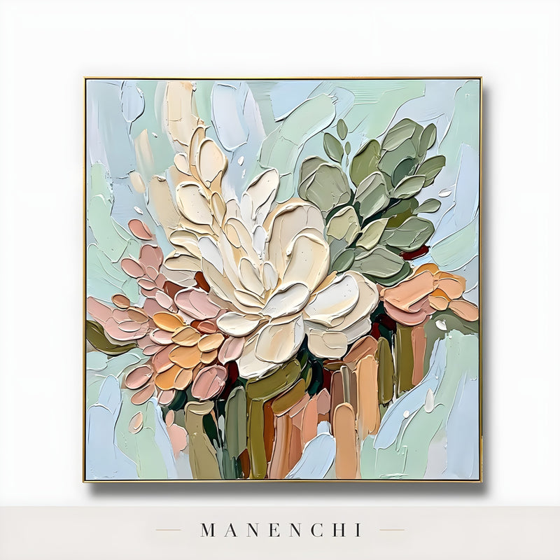 Pastel Botanica Sculpt - original hand-painted abstract painting by Manenchi