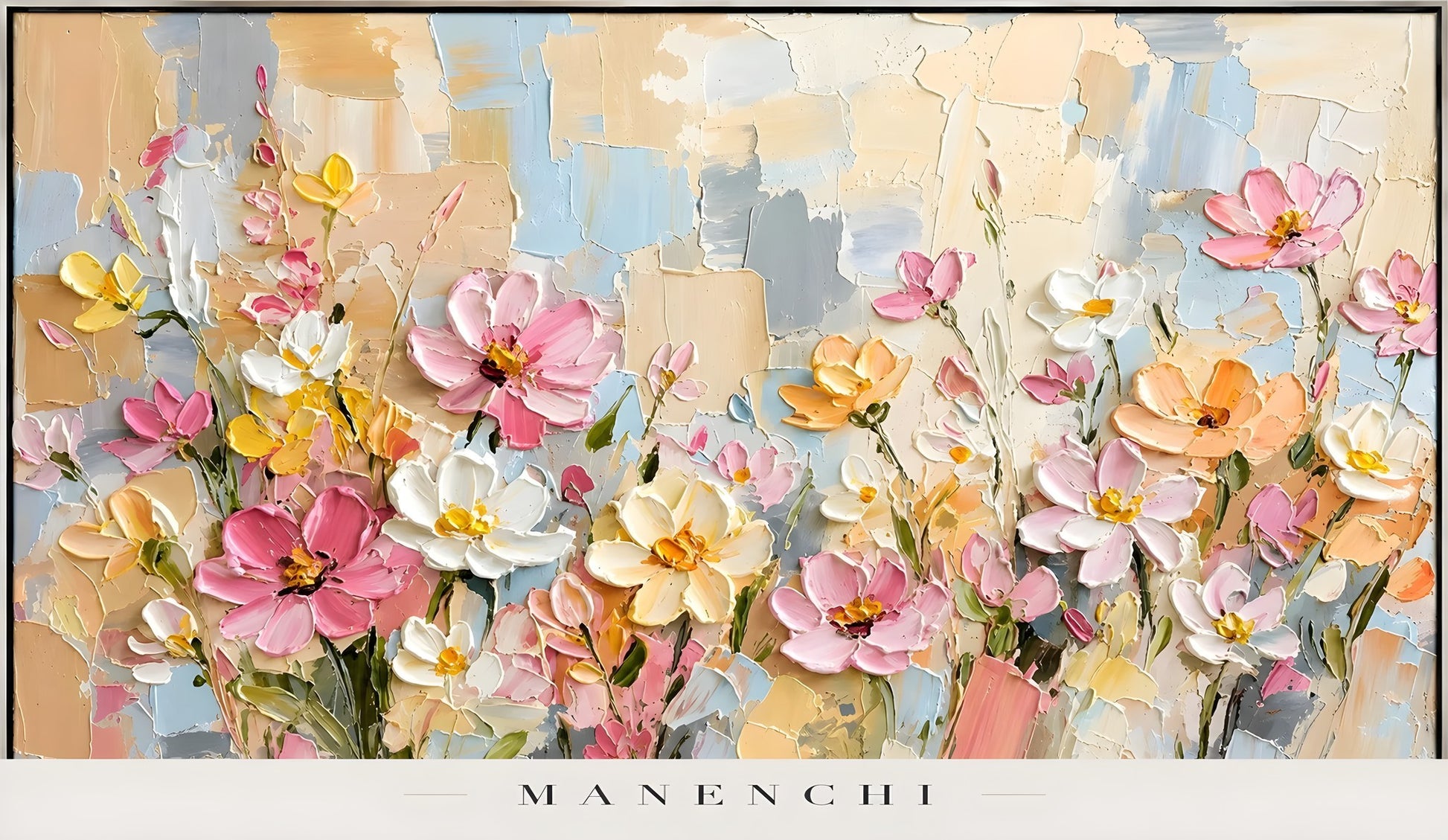 Pastel Meadow Radiance abstract painting displayed in painting product view