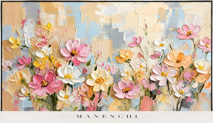 Pastel Meadow Radiance abstract painting displayed in painting product view