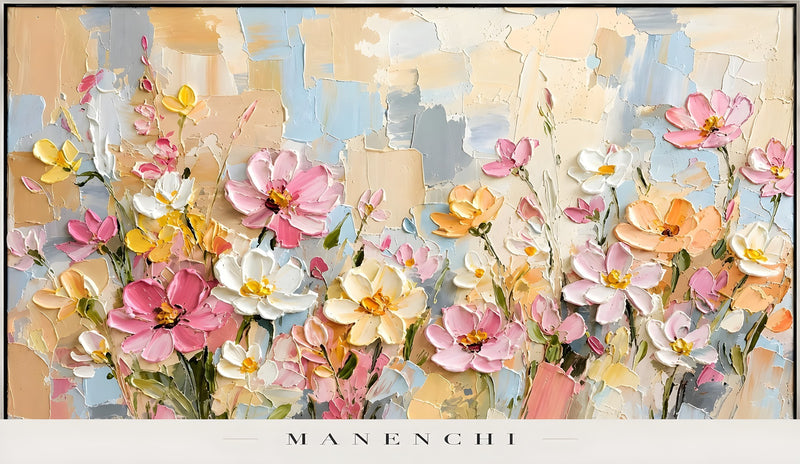 Pastel Meadow Radiance abstract painting displayed in painting product view