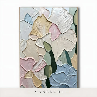 Pastel Petal Mosaic abstract painting displayed in flat artwork view