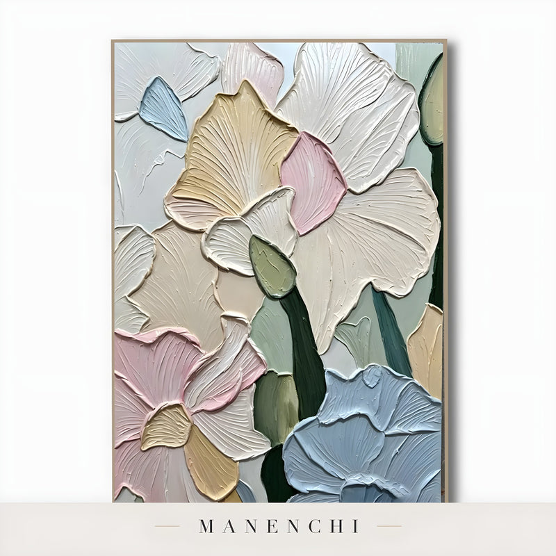 Pastel Petal Mosaic abstract painting displayed in flat artwork view