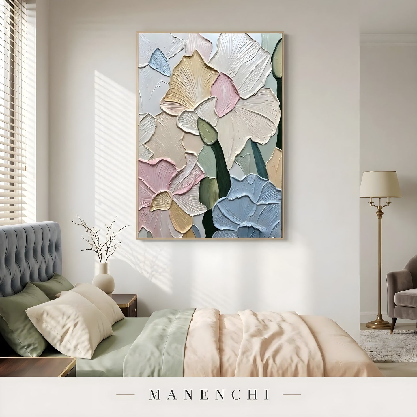 Pastel Petal Mosaic - original hand-painted abstract painting by Manenchi