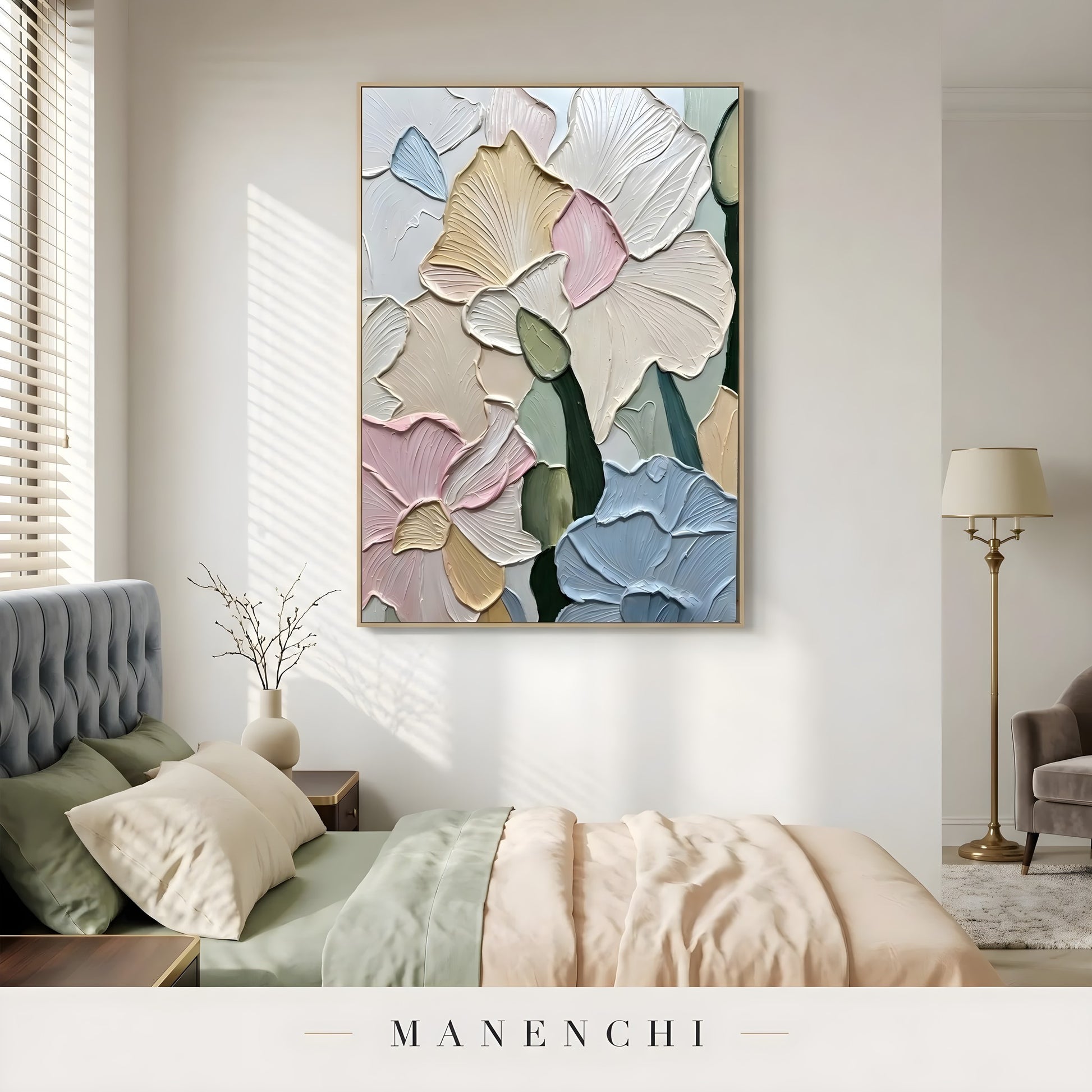 Pastel Petal Mosaic - original hand-painted abstract painting by Manenchi