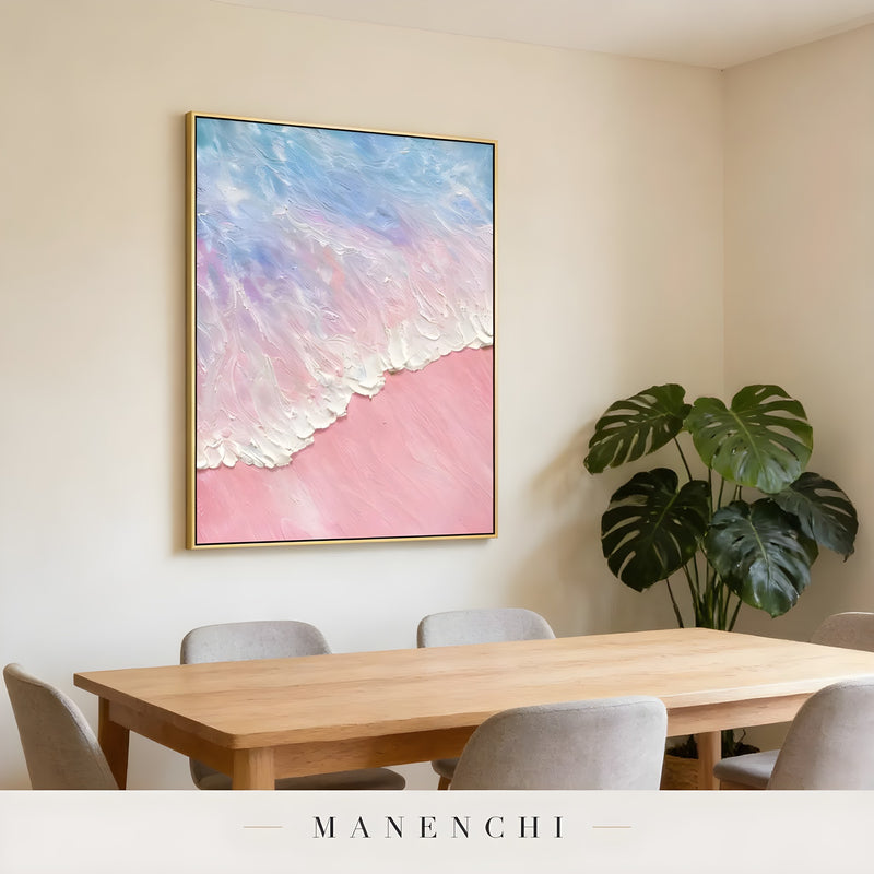 Pastel Tidal Impression abstract painting displayed in dining room table setup