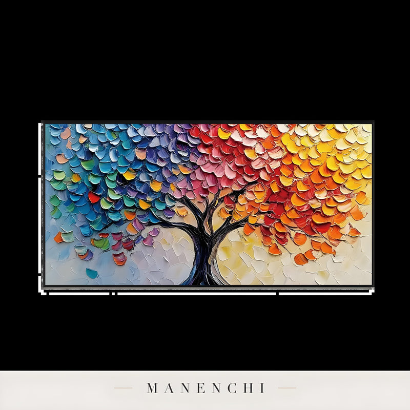 Prismatic Arboreal Cascade abstract painting displayed in isolated product frame