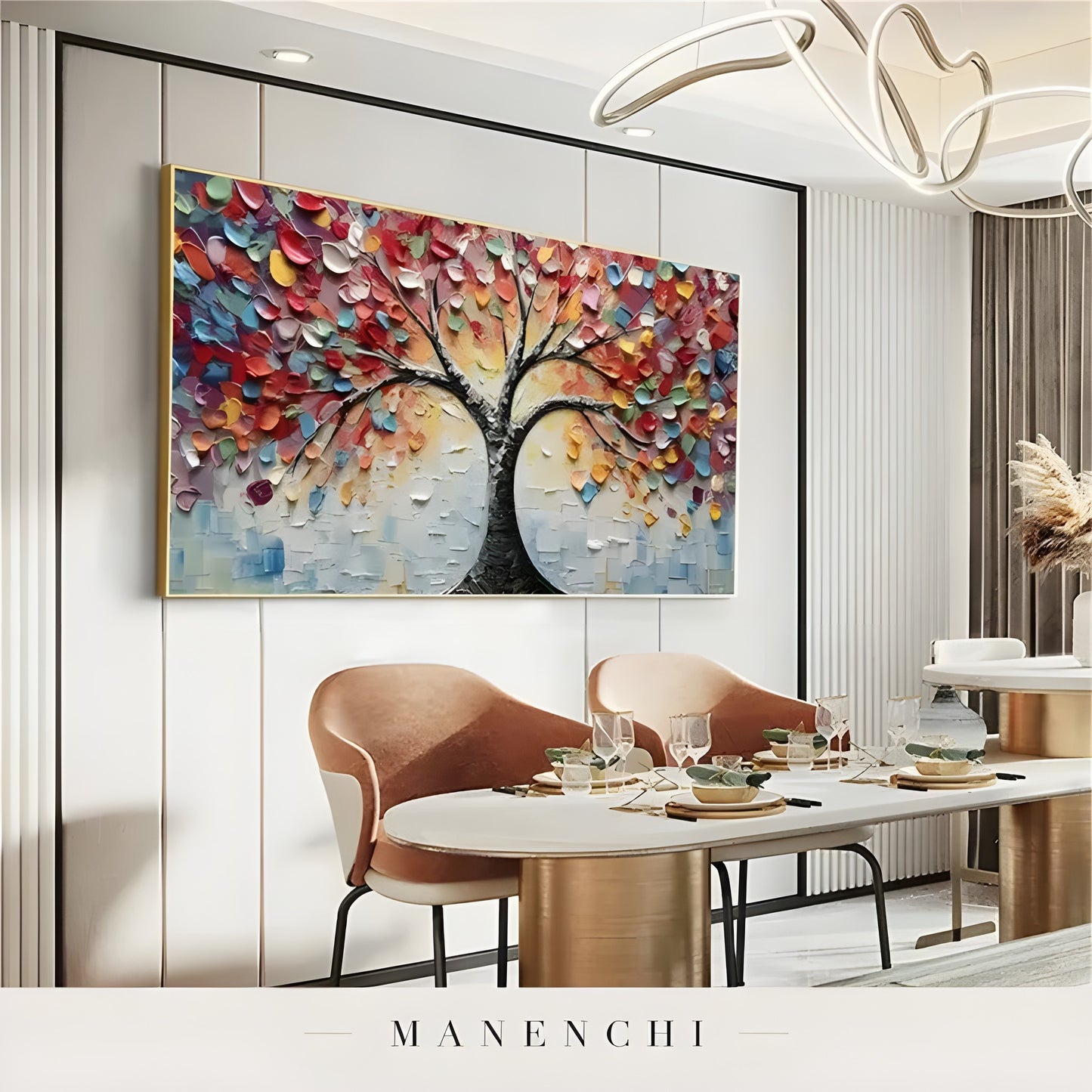 Prismatic Arboreal Radiance - original hand-painted abstract painting by Manenchi