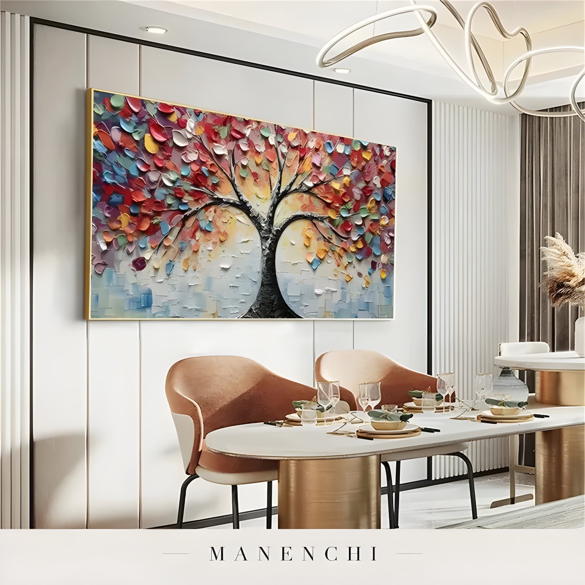 Prismatic Arboreal Radiance - original hand-painted abstract painting by Manenchi