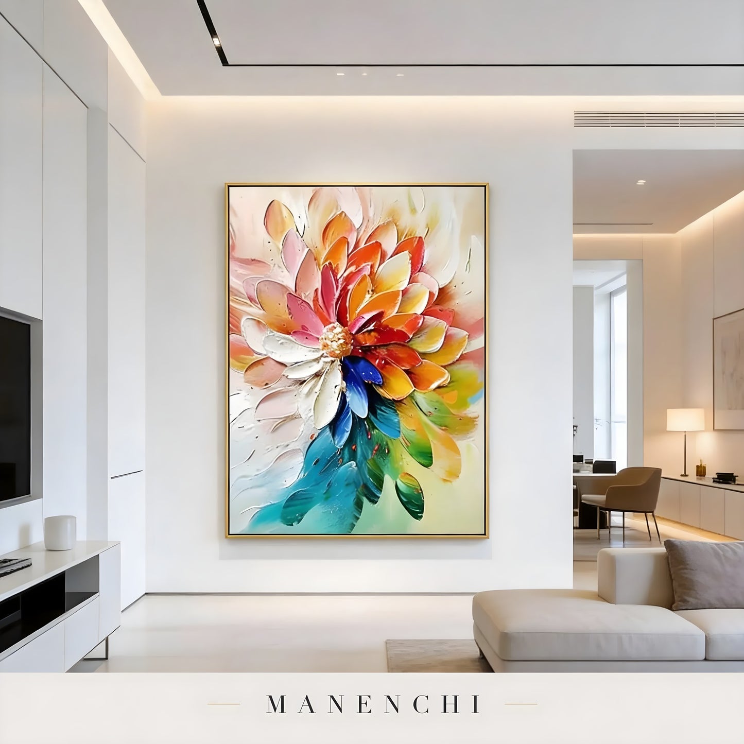 Prismatic Bloom Radiance - original hand-painted abstract painting by Manenchi