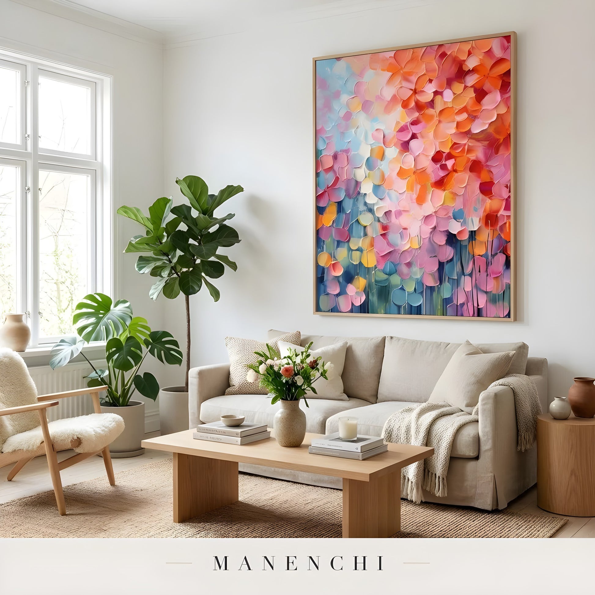 Prismatic Petal Solstice - original hand-painted abstract painting by Manenchi