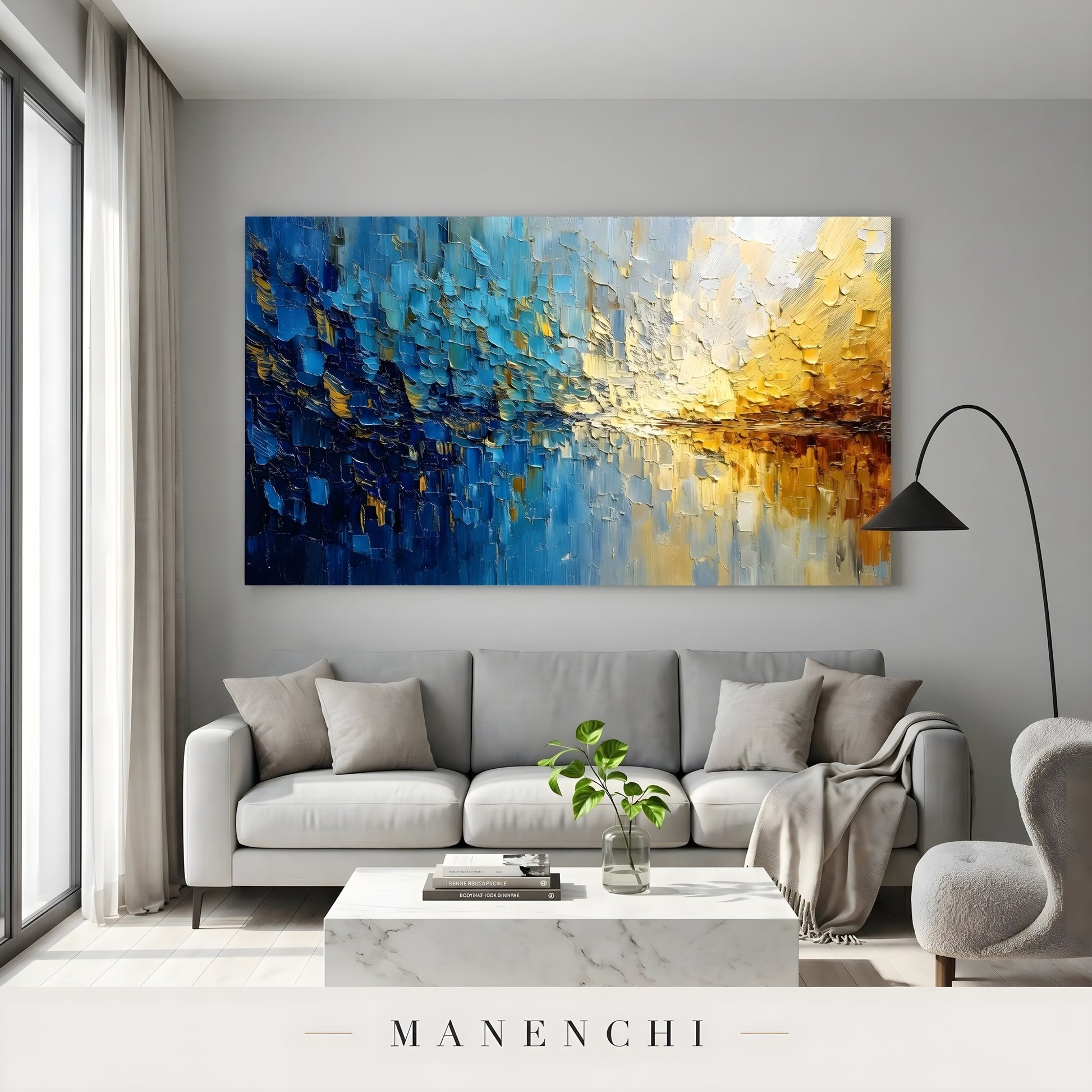 Prismatic Tidal Convergence - original hand-painted abstract painting by Manenchi