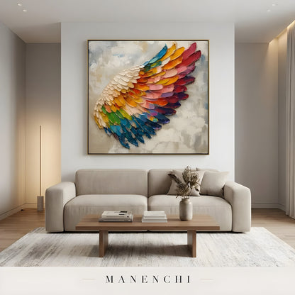 Prismatic Wing Ascent - original hand-painted abstract painting by Manenchi