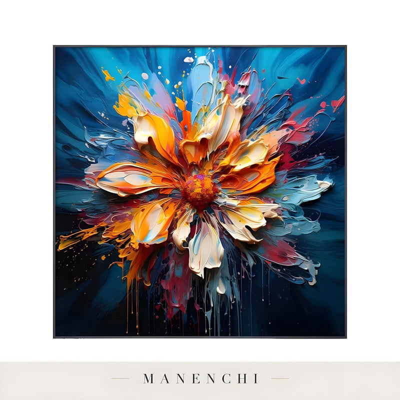 Radiant Kinetic Bloom - original hand-painted abstract painting by Manenchi