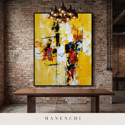 Radiant Momentum abstract painting displayed in a dining room