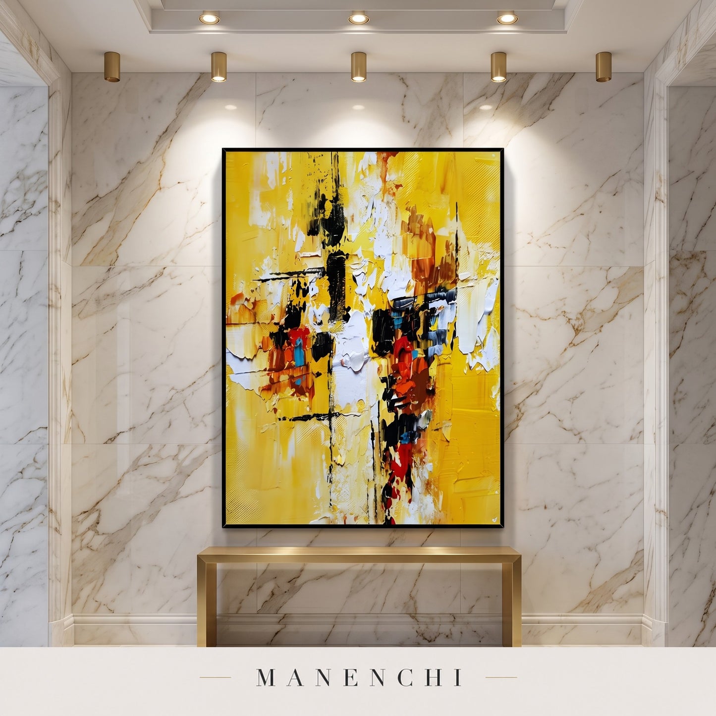 Radiant Momentum abstract painting displayed in an entryway